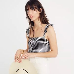 Madewell Ruffle-Strap Cami Top in Gingham Check